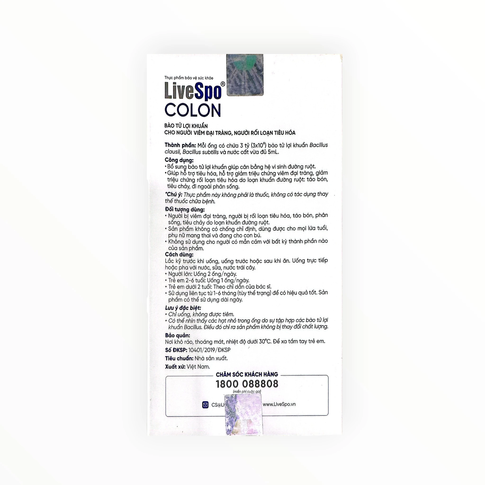Dung dịch uống LiveSpo Colon giảm viêm đại tràng, táo bón, tiêu chảy (Hộp 10 ống x 5ml) 2 LiveSpo Colon - hộp 2