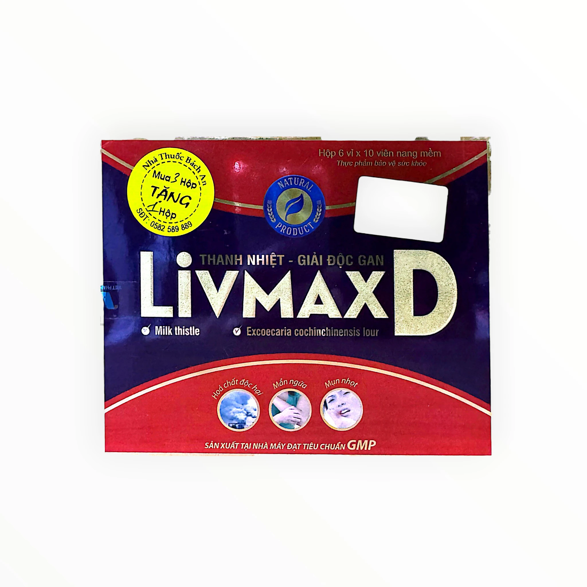 Viên nang mềm Livmax D hỗ trợ thanh nhiệt, giải độc, bảo vệ gan (Hộp 6 vỉ x 10 viên) 1 Livmax D - hộp 1