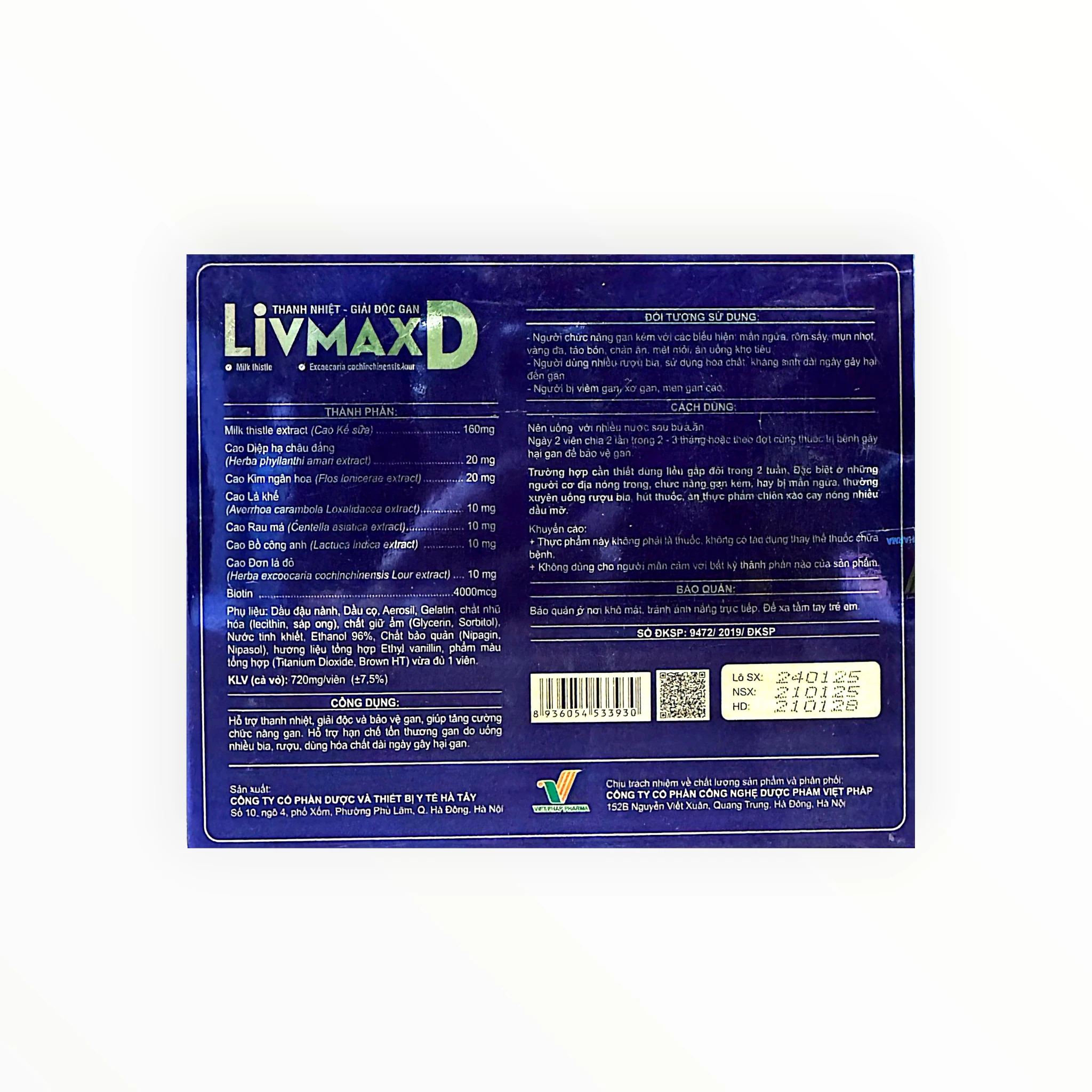 Viên nang mềm Livmax D hỗ trợ thanh nhiệt, giải độc, bảo vệ gan (Hộp 6 vỉ x 10 viên) 2 Livmax D - hộp 2