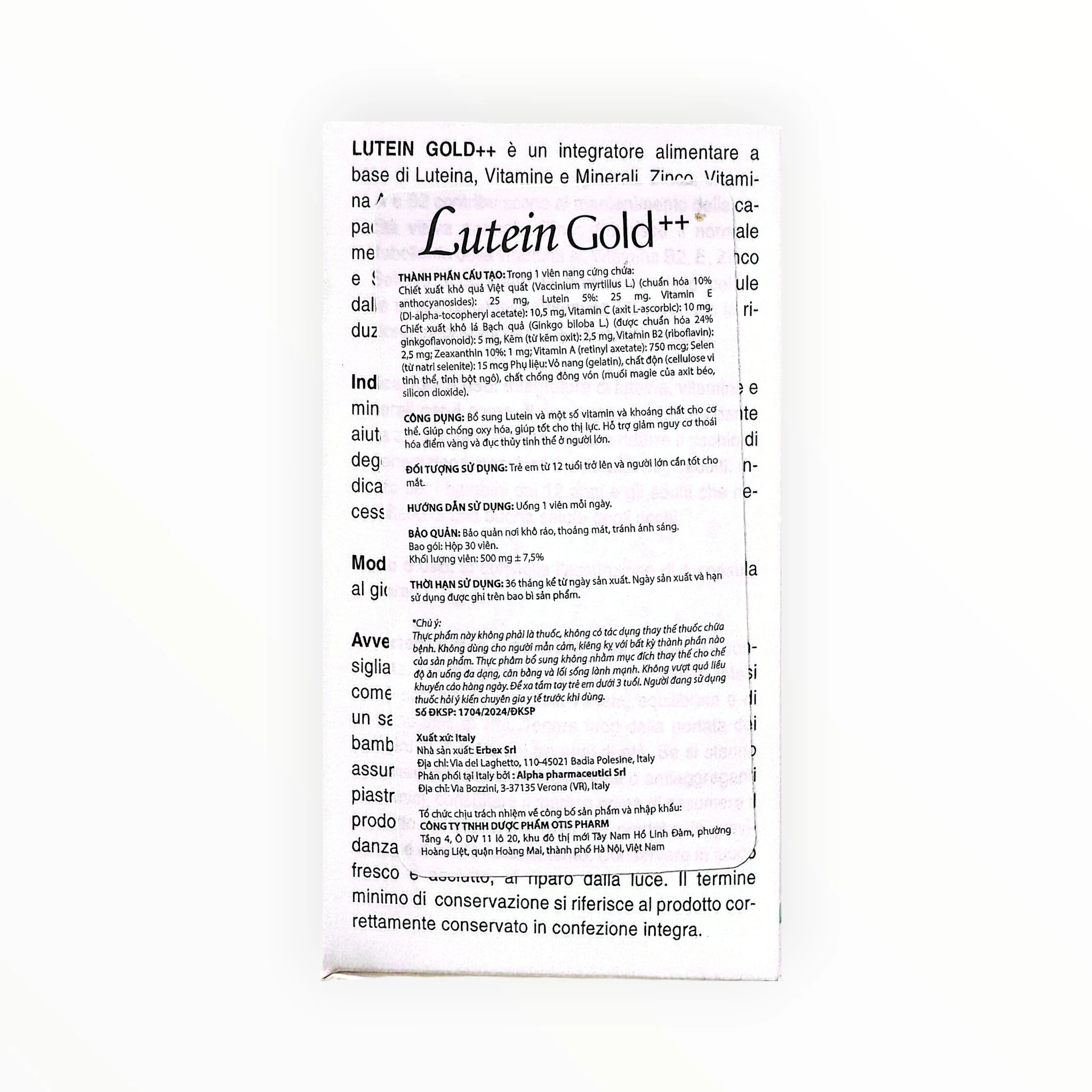 Viên nang Lutein Gold++ Lutein, Zeaxanthin, Việt quất, Vitamin A, E, Kẽm giúp tốt cho thị lực (Hộp 30 viên) 3 Viên nang Lutein Gold++ Lutein, Zeaxanthin, Việt quất, Vitamin A, E, Kẽm giúp tốt cho thị lực (Hộp 30 viên) - hộp 3