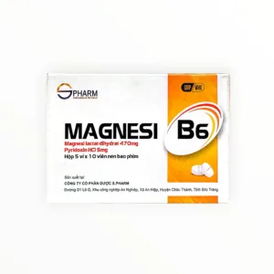 Thuốc Magnesi B6 S.Pharm Magnesi lactat dihydrat 470mg + Pyridoxin HCl 5mg điều trị thiếu magnesi, tạng co giật (Hộp 5 vỉ x 10 viên) - hộp 1