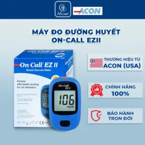 Máy đo đường huyết Acon On Call EZ II màu xanh cùng hộp sản phẩm