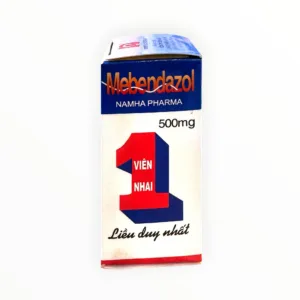 Thuốc Mebendazol 500mg Nam Hà điều trị nhiễm giun đường ruột (Hộp 1 lọ 1 viên nhai) - hộp 1