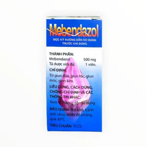 Thuốc Mebendazol 500mg Nam Hà điều trị nhiễm giun đường ruột (Hộp 1 lọ 1 viên nhai) - hộp 3