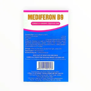 Viên nang mềm Mediferon B9 Sắt (II) Fumarat, Acid Folic, DHA bổ sung sắt cho bà bầu (Hộp 10 vỉ x 10 viên) - hộp 3