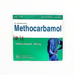 Thuốc giãn cơ Methocarbamol 500mg Khapharco điều trị đau và co thắt cơ do chấn thương (Hộp 10 vỉ x 10 viên) - hộp 1