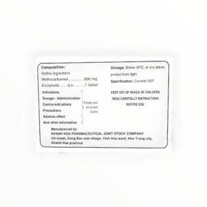 Thuốc giãn cơ Methocarbamol 500mg Khapharco điều trị đau và co thắt cơ do chấn thương (Hộp 10 vỉ x 10 viên) - hộp 2
