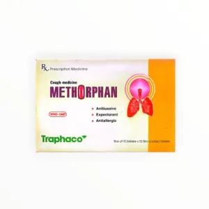 Nhà Thuốc Bách An - Chuỗi nhà thuốc uy tín Hà Nội 51 Thuốc viên nén Methorphan Traphaco Dextromethorphan 10mg Loratadin 2,5mg Guaifenesin 100mg trị ho (Hộp 10 vỉ x 10 viên) - hộp 1