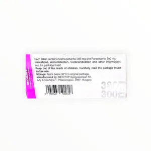Thuốc giảm đau giãn cơ Miderix Methocarbamol 380mg Paracetamol 300mg điều trị đau do co thắt cơ trong rối loạn cơ xương cấp tính (Hộp 4 vỉ x 15 viên) - hộp 2