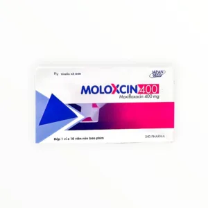 Thuốc Moloxcin 400 Moxifloxacin 400mg điều trị viêm phổi mắc phải tại cộng đồng, viêm vùng chậu (Hộp 1 vỉ x 10 viên nén bao phim) - hộp 1