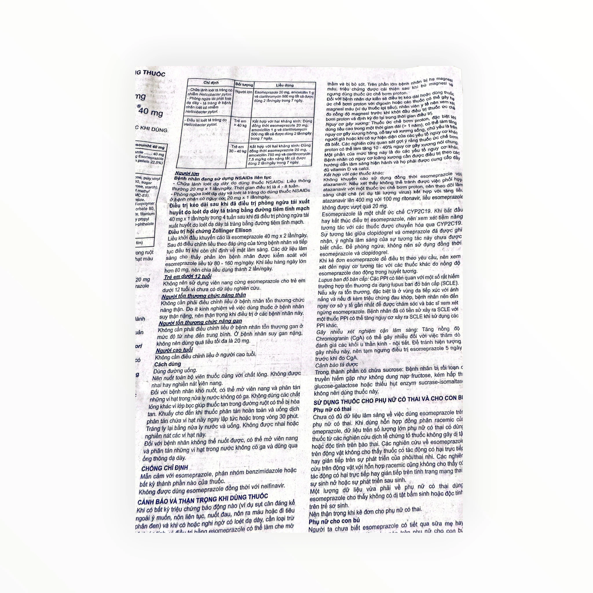 Thuốc CAP.Nesoumht 40 Esomeprazole điều trị viêm loét thực quản do trào ngược, diệt H. pylori (Hộp 3 vỉ x 10 viên) 7 CAP.Nesoumht 40 - tờ hướng dẫn sử dụng 3