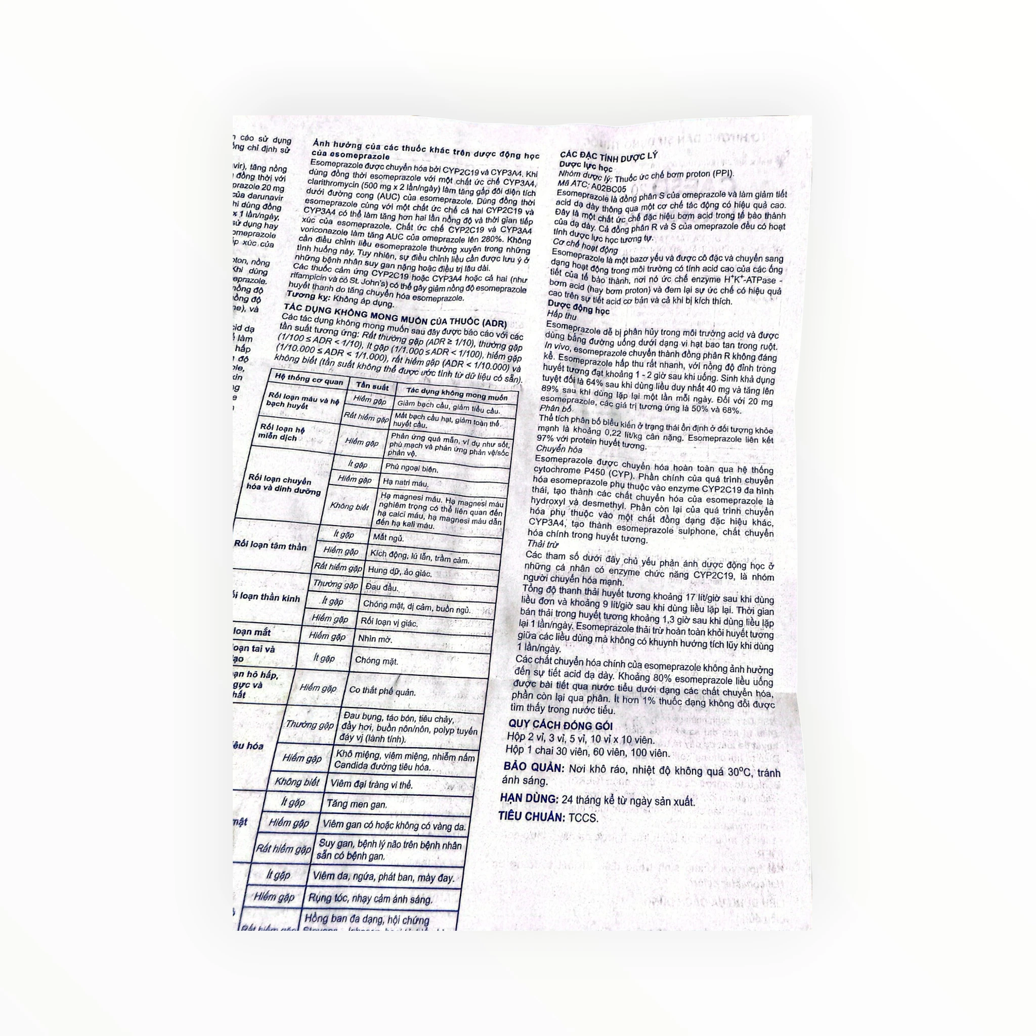 Thuốc CAP.Nesoumht 40 Esomeprazole điều trị viêm loét thực quản do trào ngược, diệt H. pylori (Hộp 3 vỉ x 10 viên) 11 CAP.Nesoumht 40 - tờ hướng dẫn sử dụng 7