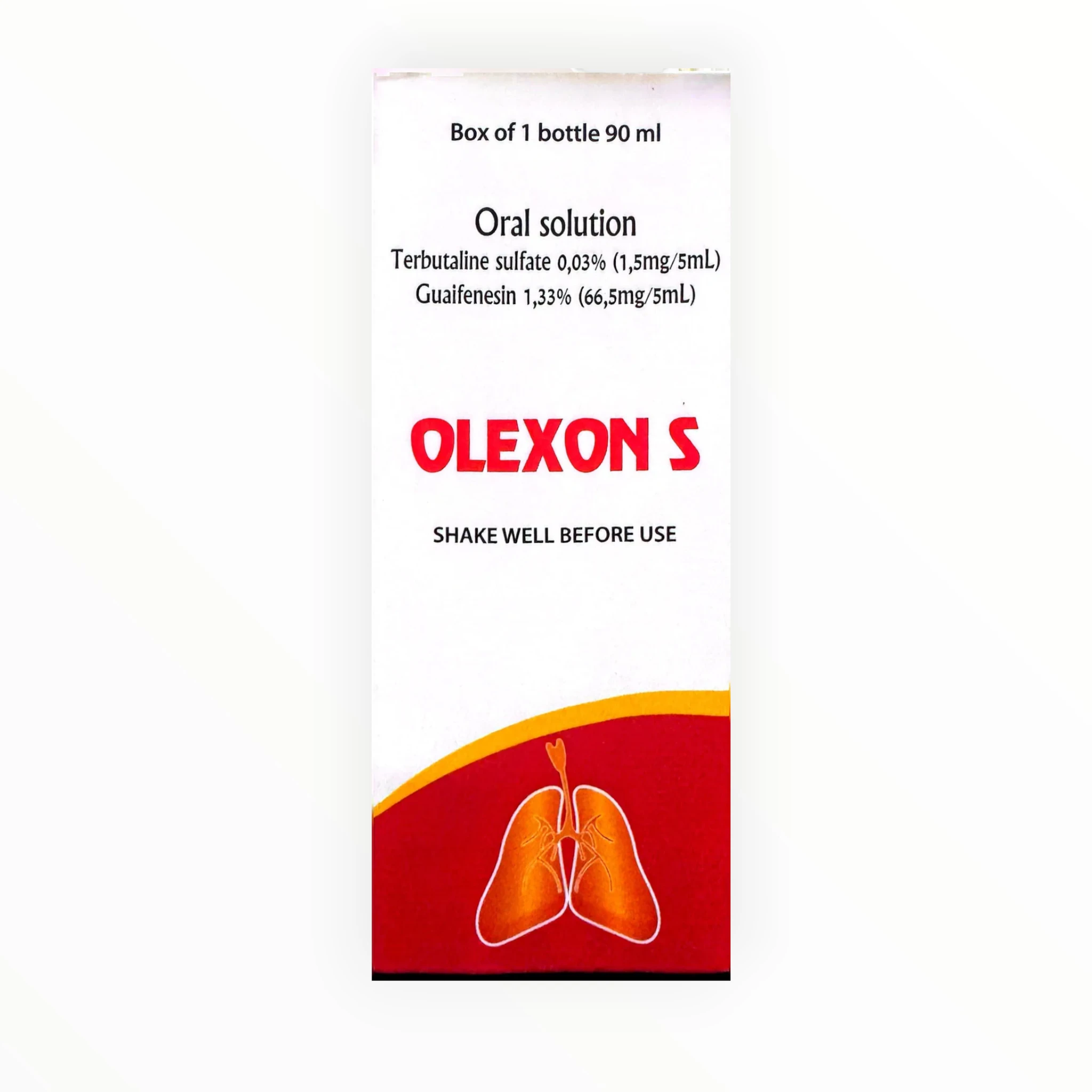 Dung dịch uống Olexon S Terbutalin, Guaifenesin trị ho có đờm, ho do co thắt phế quản (Hộp 1 lọ 90ml) 1 olexon s 1 1