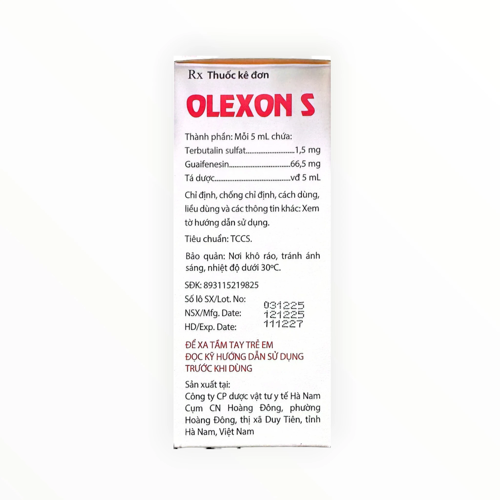 Dung dịch uống Olexon S Terbutalin, Guaifenesin trị ho có đờm, ho do co thắt phế quản (Hộp 1 lọ 90ml) 2 olexon s 2 1