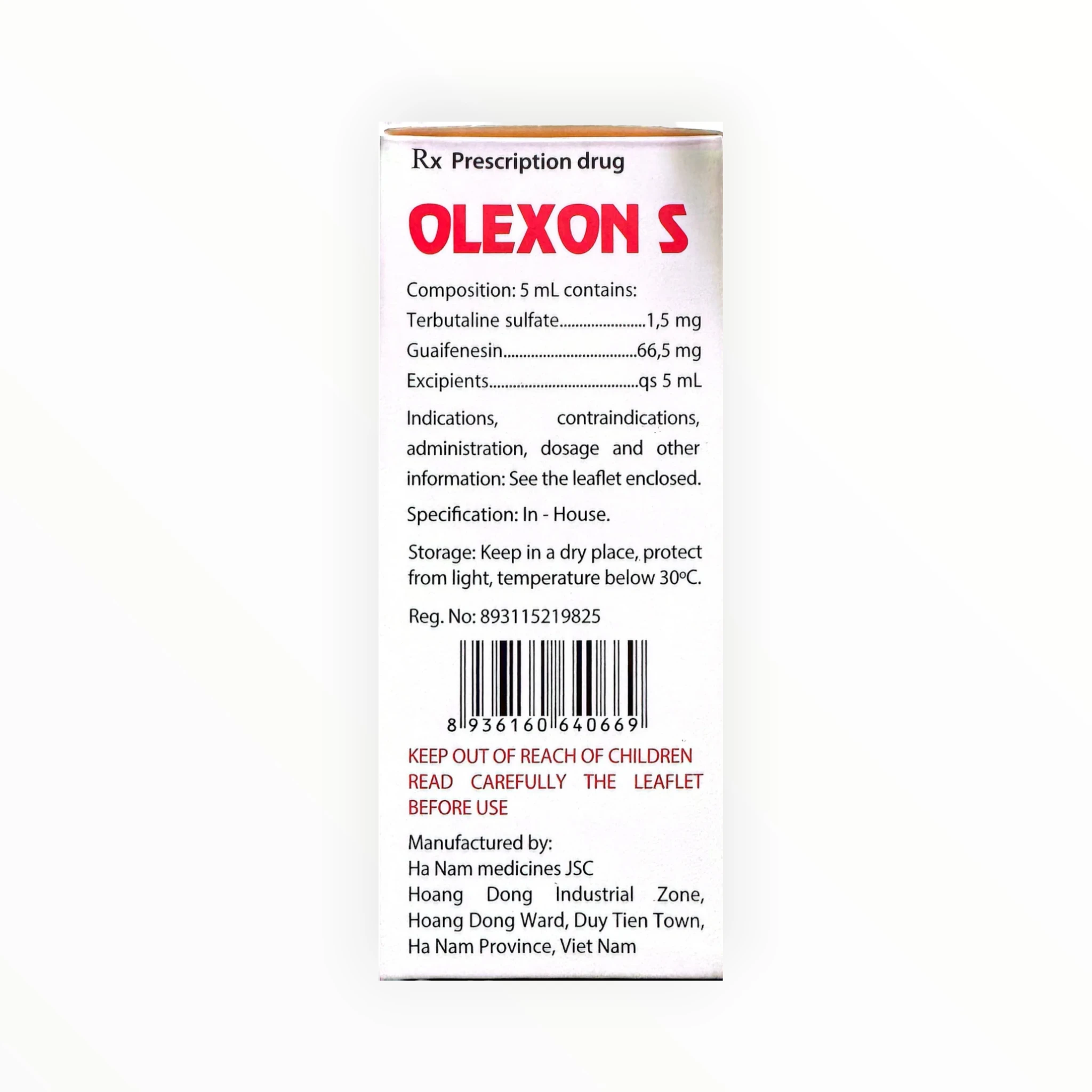 Dung dịch uống Olexon S Terbutalin, Guaifenesin trị ho có đờm, ho do co thắt phế quản (Hộp 1 lọ 90ml) 3 olexon s 3 1