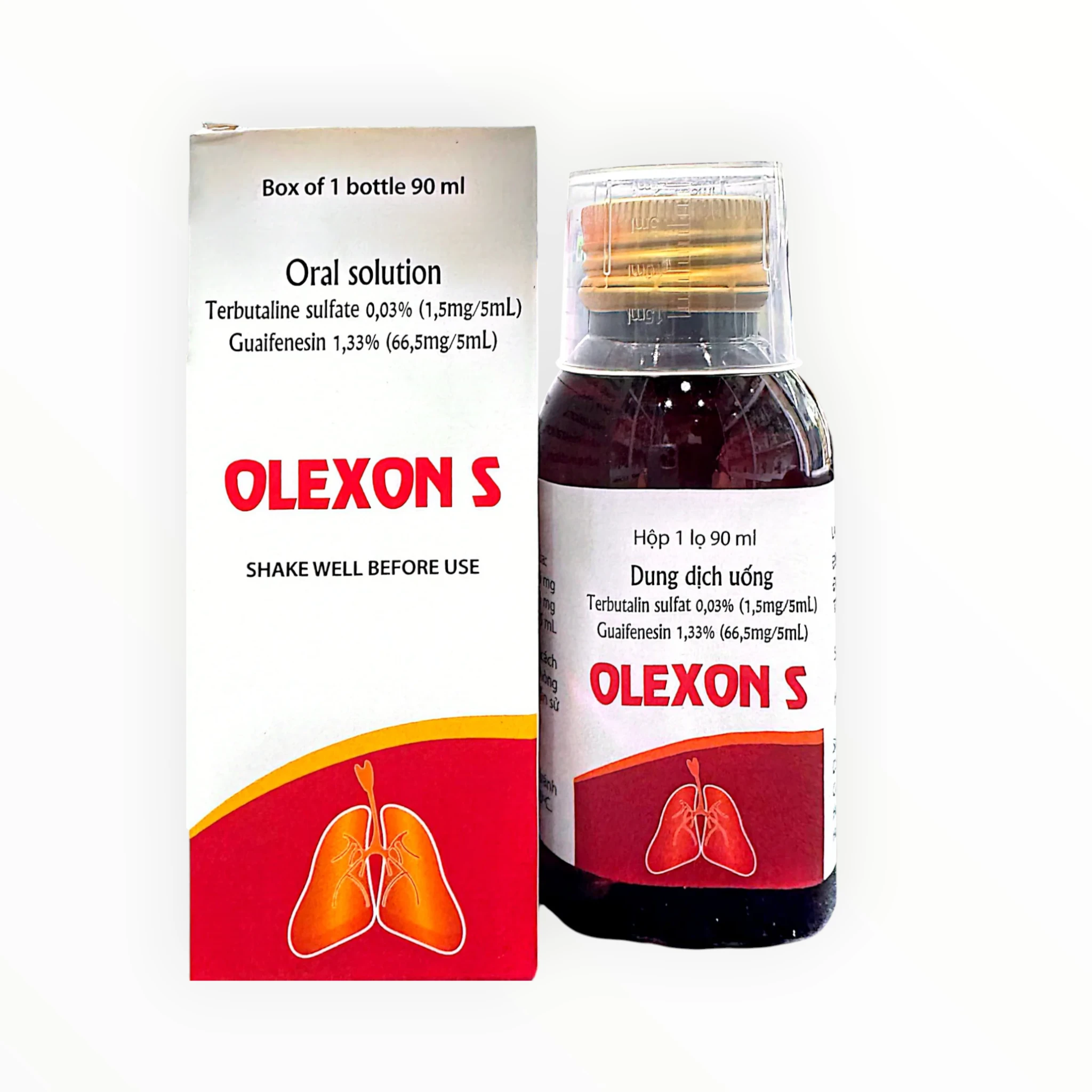 Dung dịch uống Olexon S Terbutalin, Guaifenesin trị ho có đờm, ho do co thắt phế quản (Hộp 1 lọ 90ml) 4 olexon s 4 1