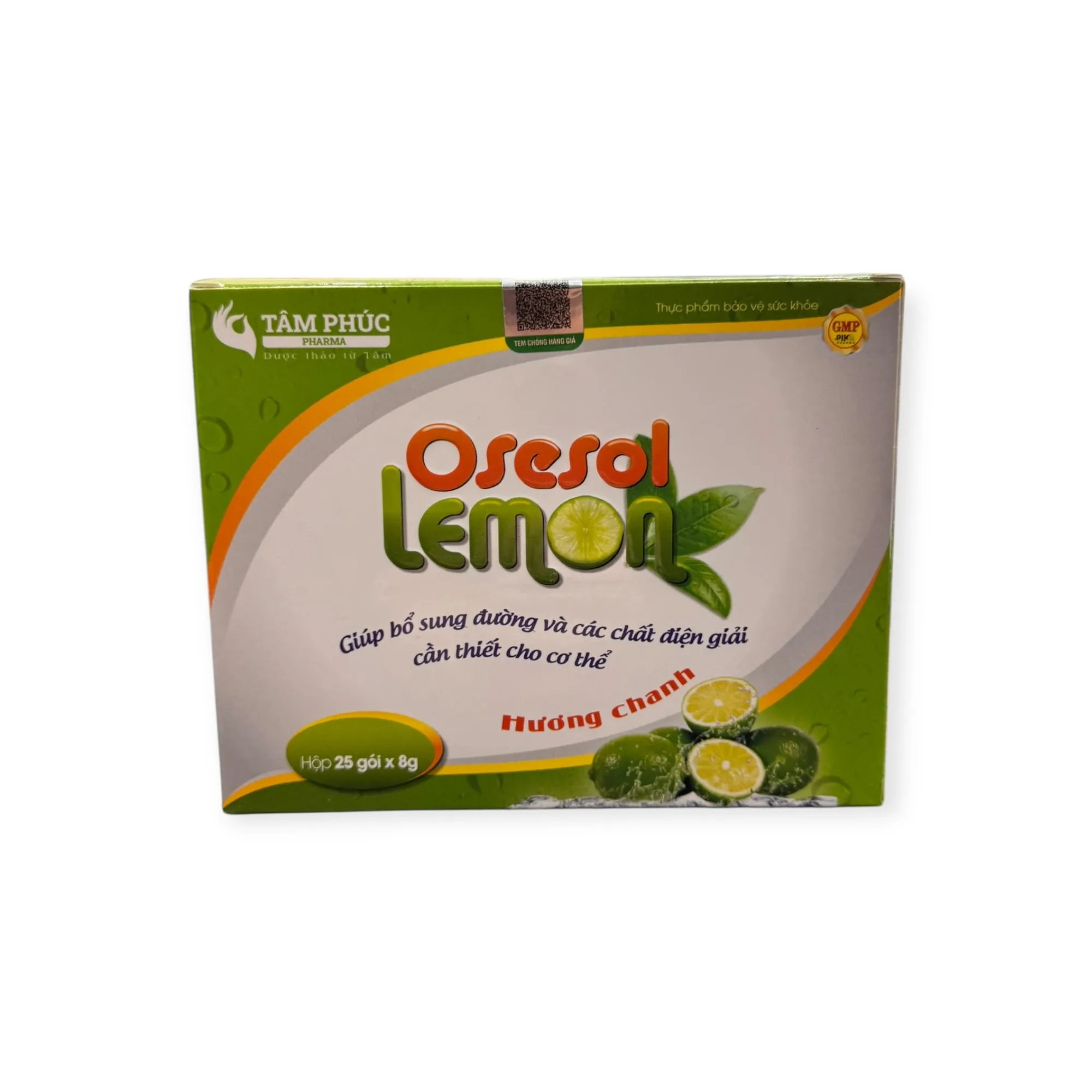 Bột pha uống Oresol Lemon Tâm Phúc hương chanh bổ sung đường và điện giải cho người tiêu chảy, sốt cao, nôn mửa, ra nhiều mồ hôi (Hộp 25 gói x 8g) 1 oresol lemon 1