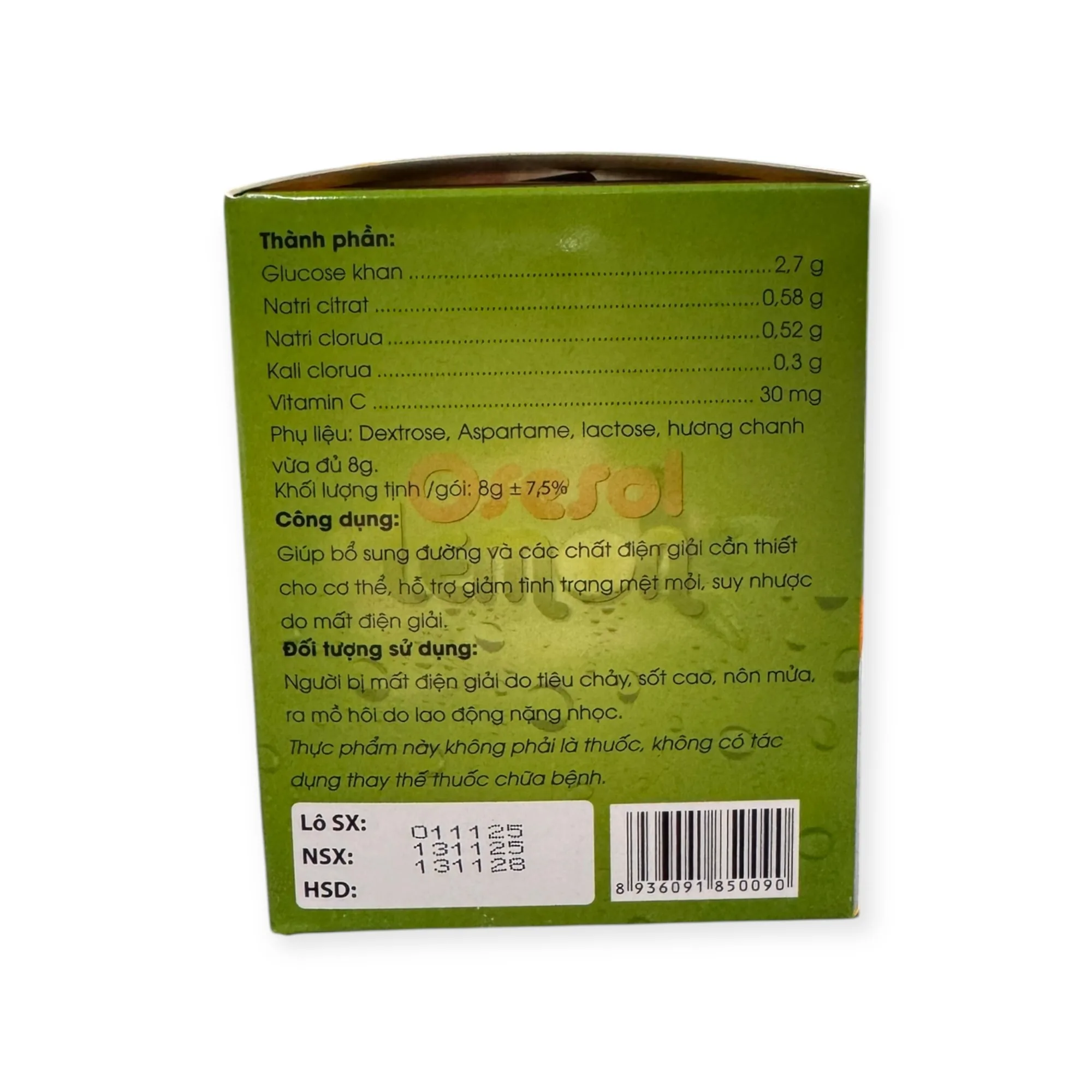 Bột pha uống Oresol Lemon Tâm Phúc hương chanh bổ sung đường và điện giải cho người tiêu chảy, sốt cao, nôn mửa, ra nhiều mồ hôi (Hộp 25 gói x 8g) 2 oresol lemon 2