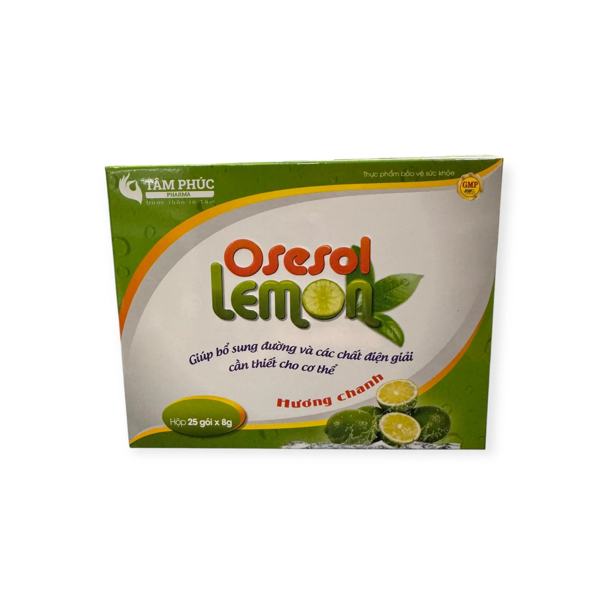 Bột pha uống Oresol Lemon Tâm Phúc hương chanh bổ sung đường và điện giải cho người tiêu chảy, sốt cao, nôn mửa, ra nhiều mồ hôi (Hộp 25 gói x 8g) 3 oresol lemon 3