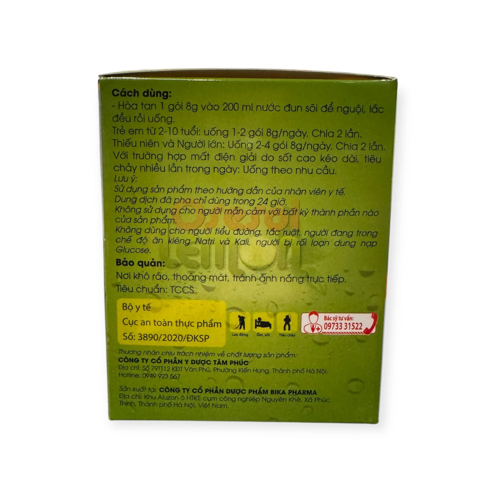 Bột pha uống Oresol Lemon Tâm Phúc hương chanh bổ sung đường và điện giải cho người tiêu chảy, sốt cao, nôn mửa, ra nhiều mồ hôi (Hộp 25 gói x 8g) 4 oresol lemon 4