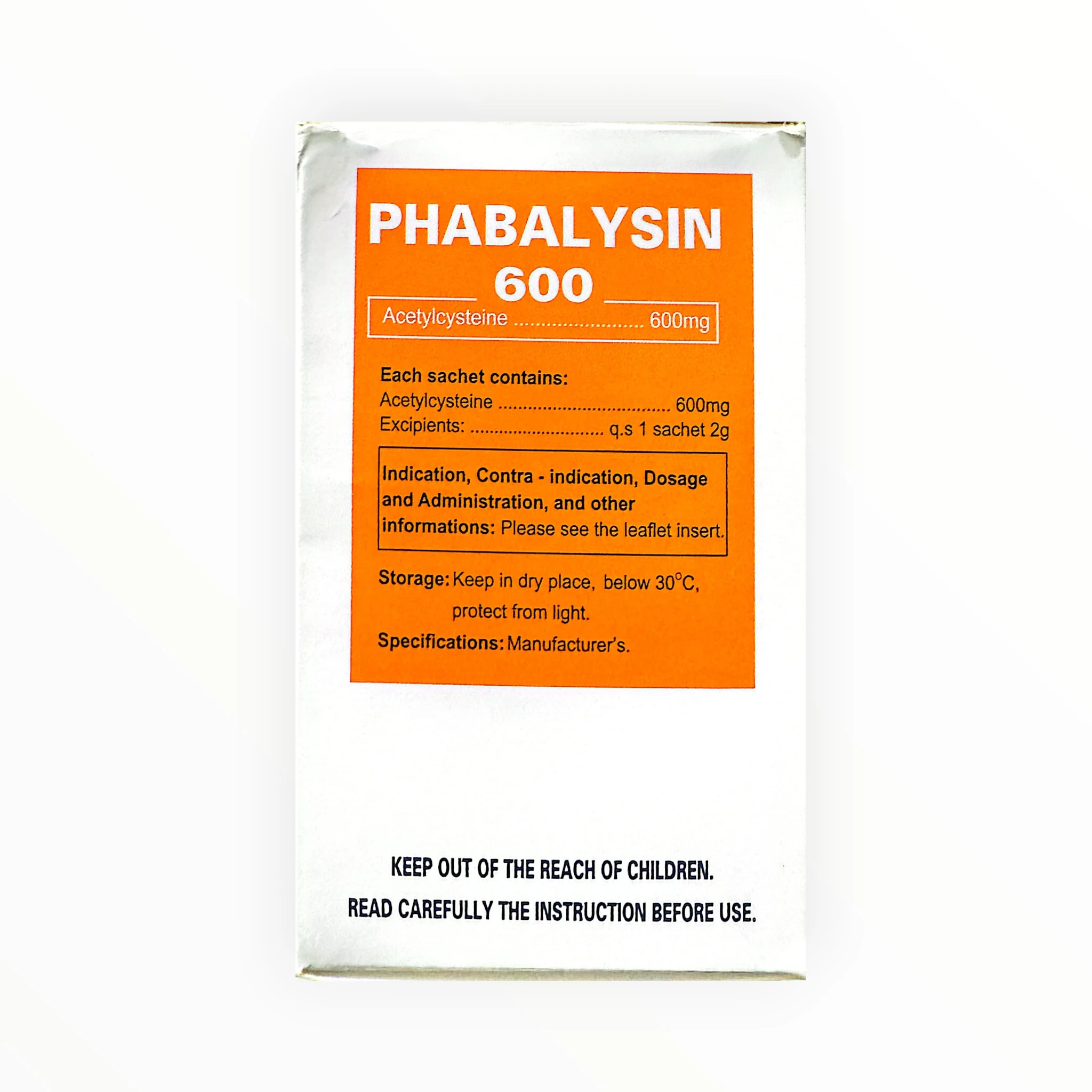 Thuốc Phabalysin 600 Acetylcystein 600mg tiêu chất nhầy đường hô hấp (Hộp 30 gói x 2g) 2 Thuốc Phabalysin 600 Acetylcystein 600mg tiêu chất nhầy đường hô hấp (Hộp 30 gói x 2g) - hộp 2