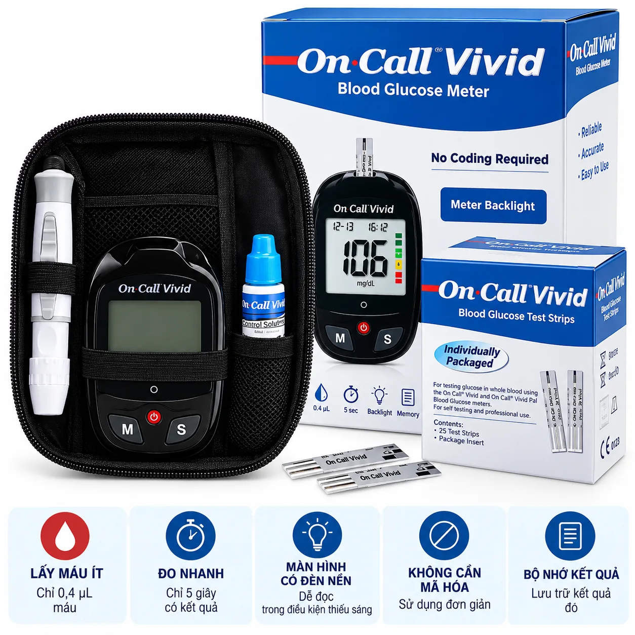 Que thử đường huyết On Call Vivid dùng cho máy On Call Vivid ACON 2 Que thử đường huyết On Call Vivid dùng cho máy On Call Vivid ACON - thiết bị 2