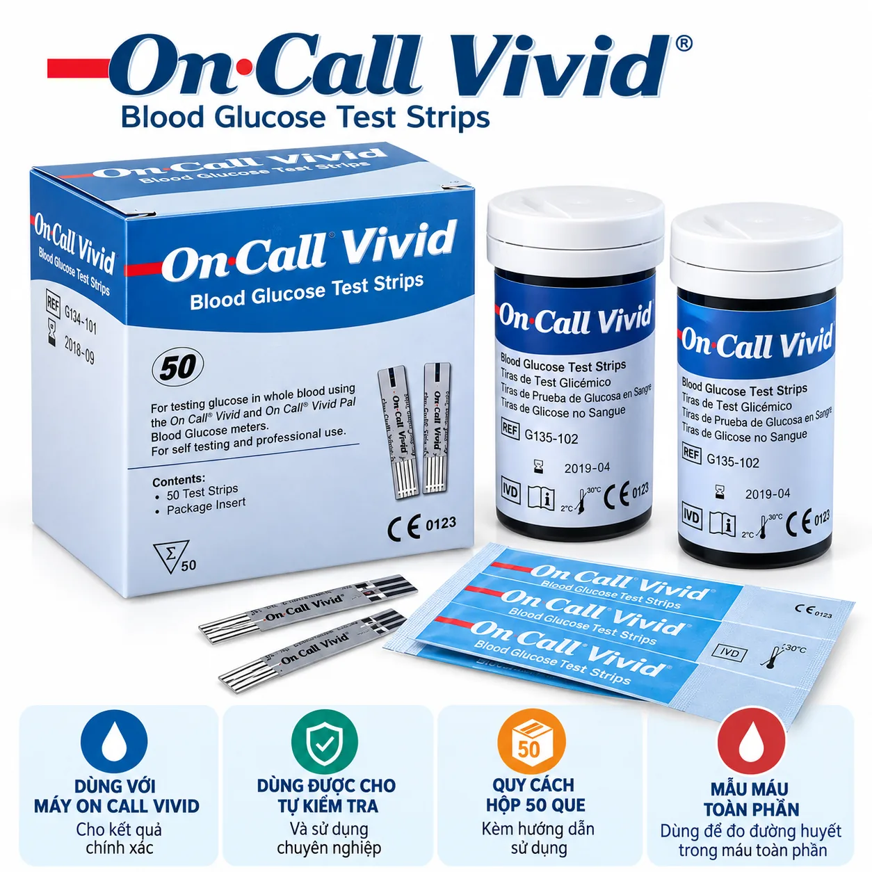 Que thử đường huyết On Call Vivid dùng cho máy On Call Vivid ACON 3 Que thử đường huyết On Call Vivid dùng cho máy On Call Vivid ACON - thiết bị 3