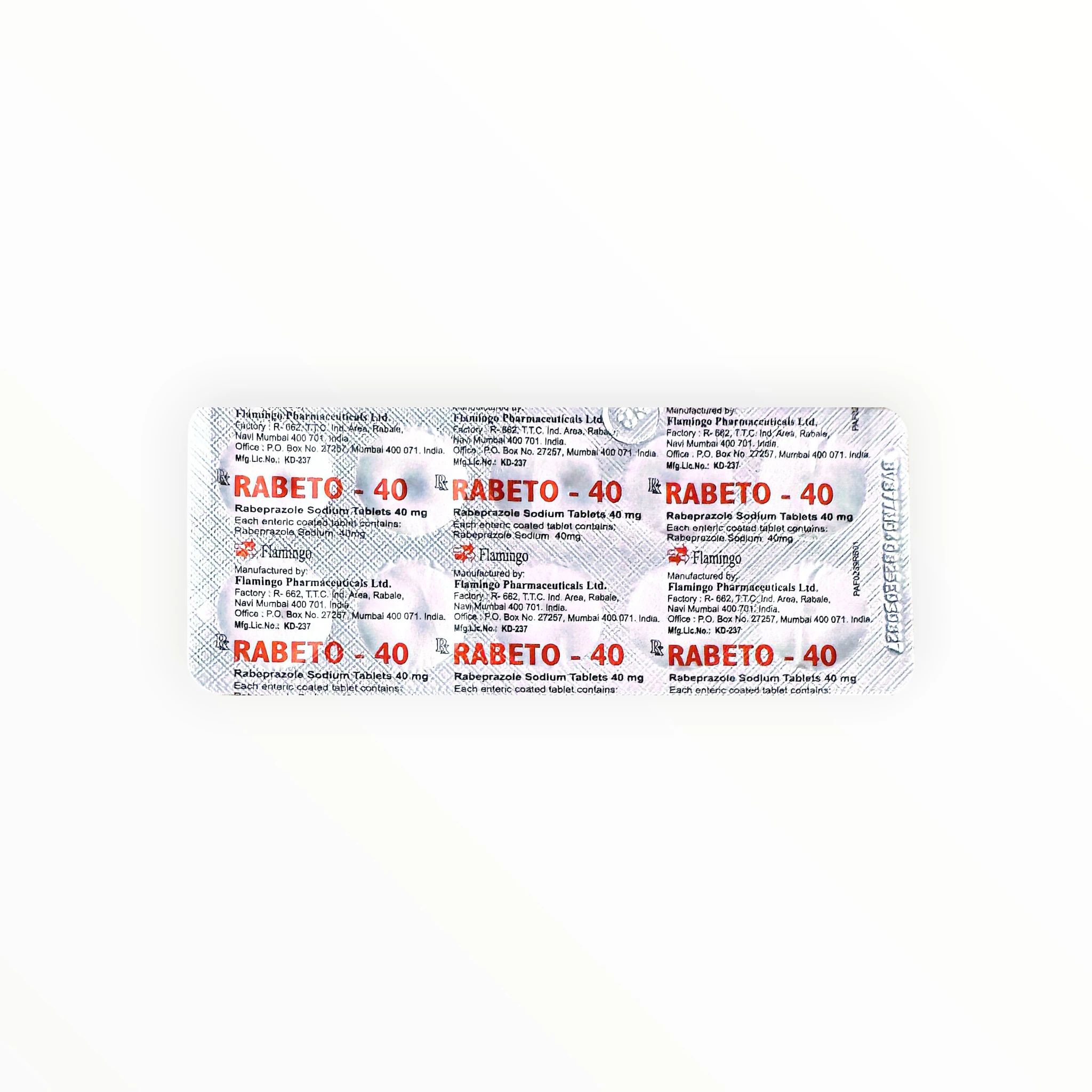 Thuốc Rabeto-40 Rabeprazol điều trị trào ngược dạ dày thực quản, loét tá tràng (Hộp 10 vỉ x 10 viên) 4 Rabeto-40 - vỉ 1