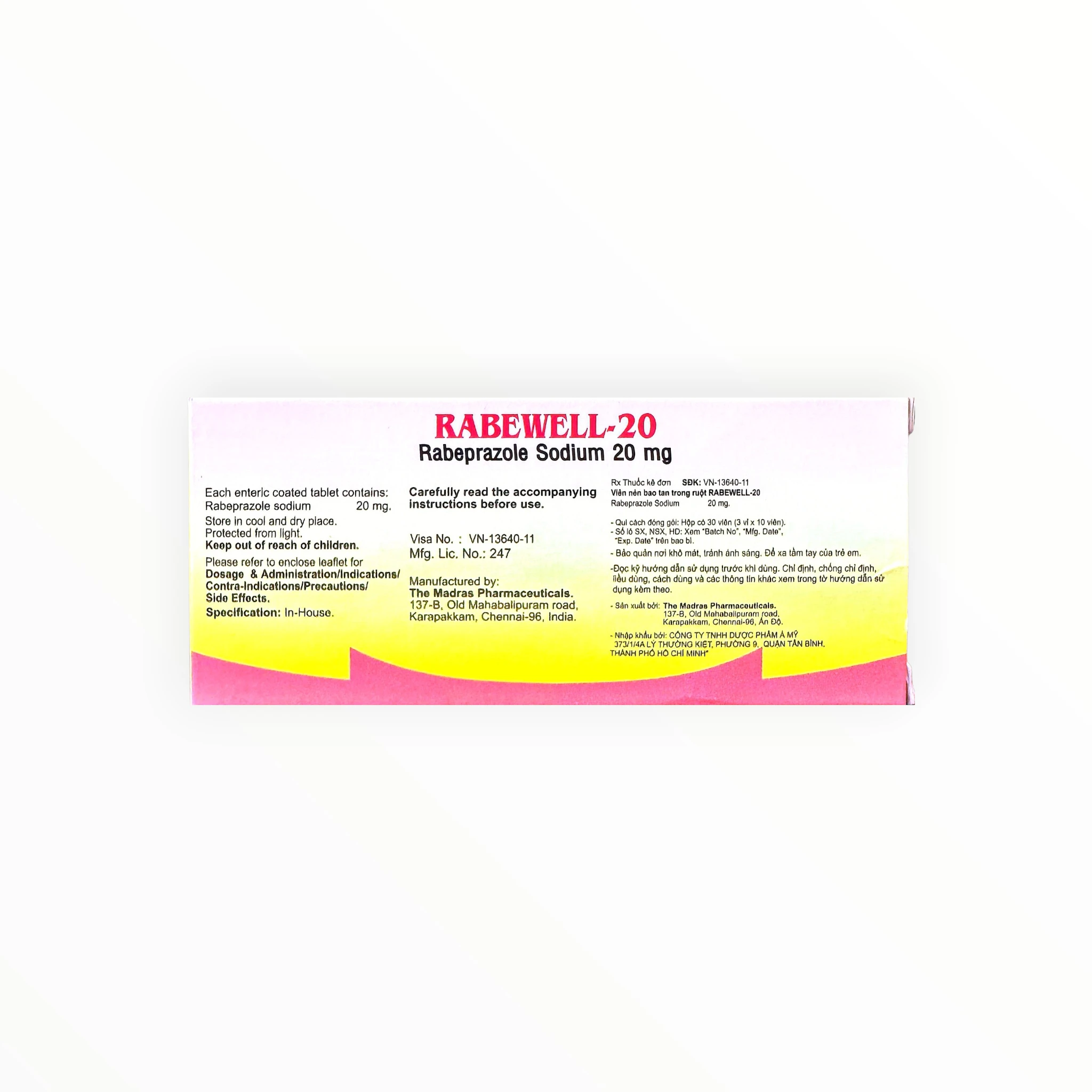 Thuốc Rabewell-20 Rabeprazole điều trị loét dạ dày tá tràng, viêm thực quản trào ngược (Hộp 3 vỉ x 10 viên) 3 Rabewell-20 - hộp 3