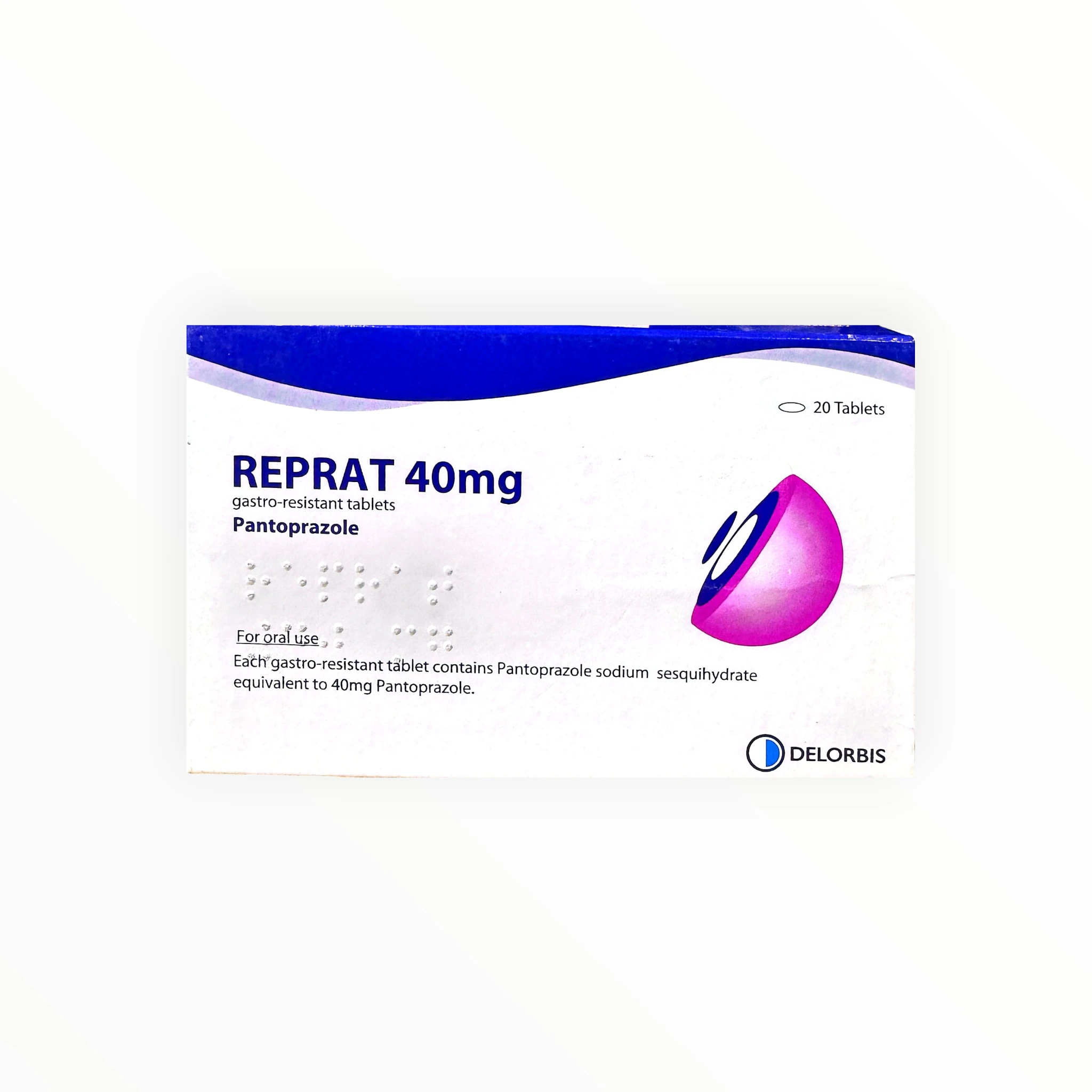 Thuốc Reprat 40mg Pantoprazol điều trị trào ngược dạ dày thực quản, loét dạ dày tá tràng (Hộp 2 vỉ x 10 viên) 1 Reprat - hộp 1