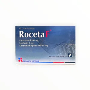 Nhà Thuốc Bách An - Chuỗi nhà thuốc uy tín Hà Nội 95 Thuốc viên nén Roceta F Paracetamol 500mg Loratadin 5mg Dextromethorphan 15mg trị cảm cúm (Hộp 10 vỉ x 10 viên) - hộp 1