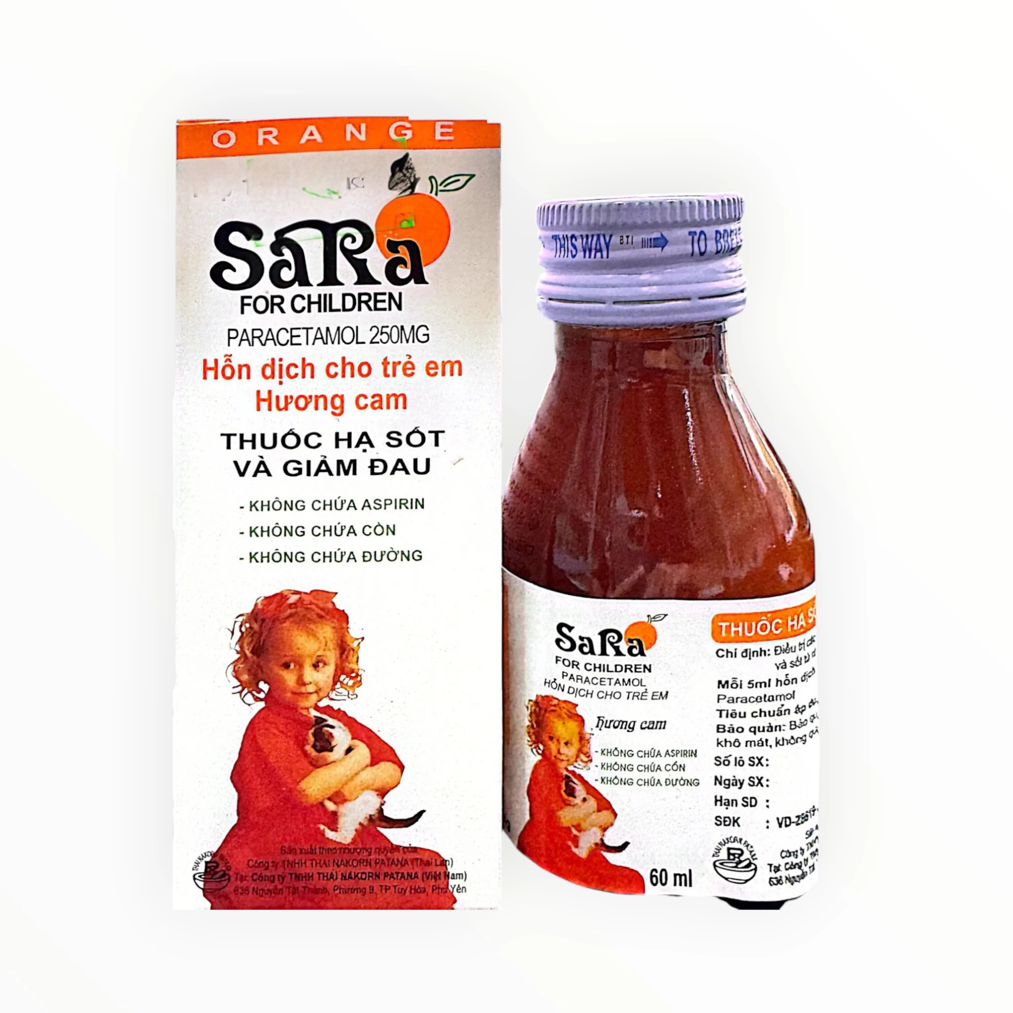 Hỗn dịch uống Sara for Children Paracetamol 250mg/5ml hạ sốt, giảm đau cho trẻ (Hộp 1 chai 60ml) 4 sara for children 4 1