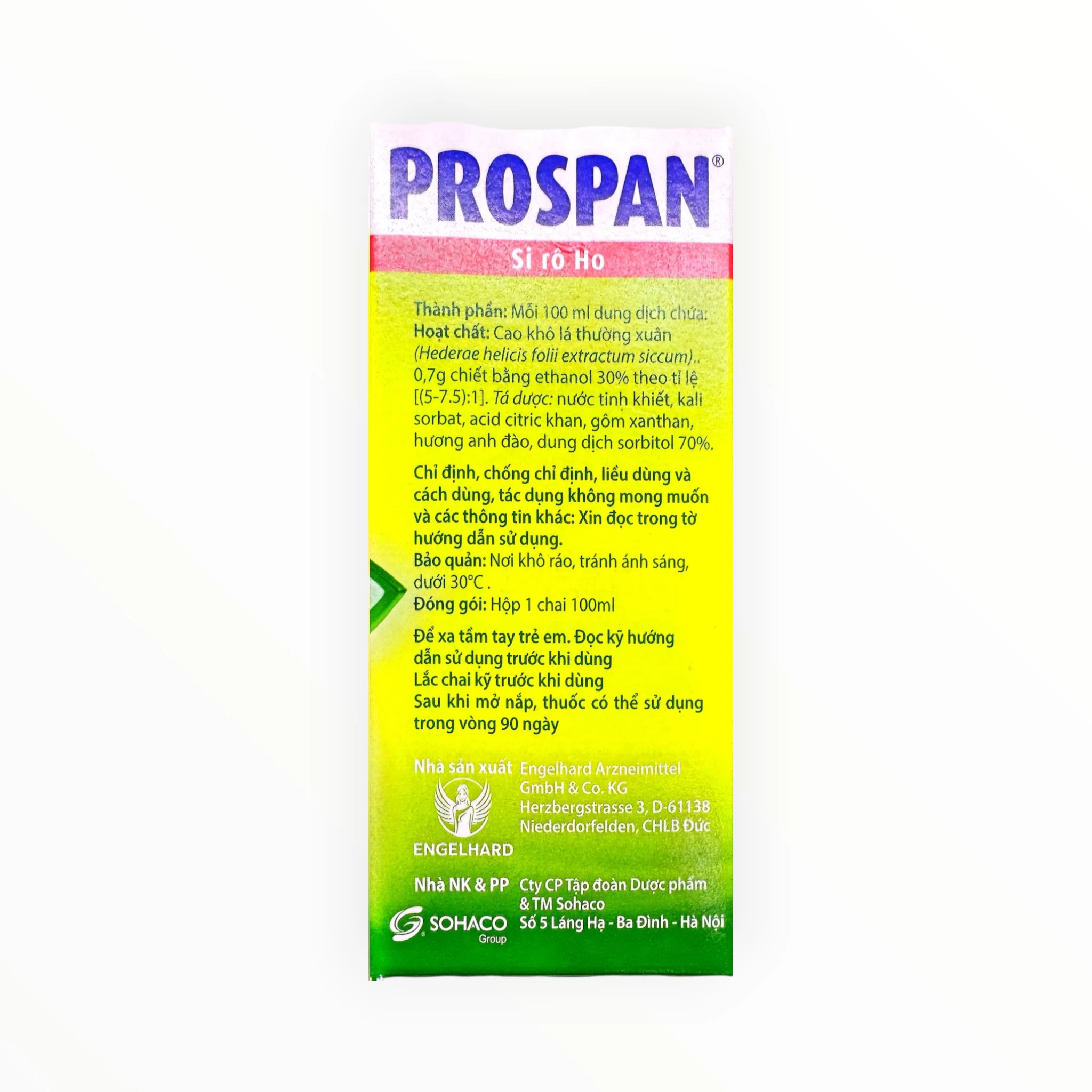 Siro ho Prospan Cao lá thường xuân 35mg/5ml tiêu nhầy, giảm ho trong viêm đường hô hấp (Hộp 1 chai 100ml) 3 siro ho prospan 100ml 3 1