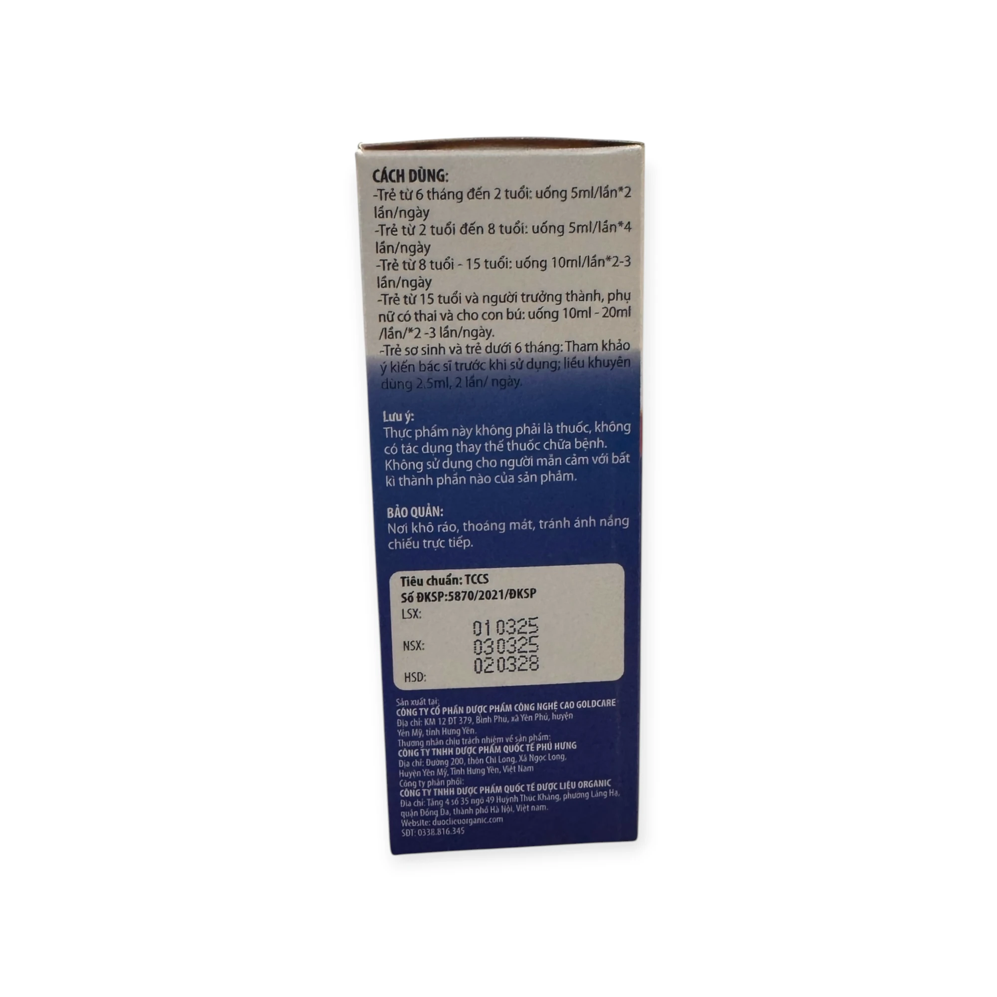 Siro Hodrganic Gold Organic hỗ trợ bổ phế, giảm ho, giảm đờm (Hộp 1 chai 125ml) 2 Hộp siro Hodrganic Gold Organic