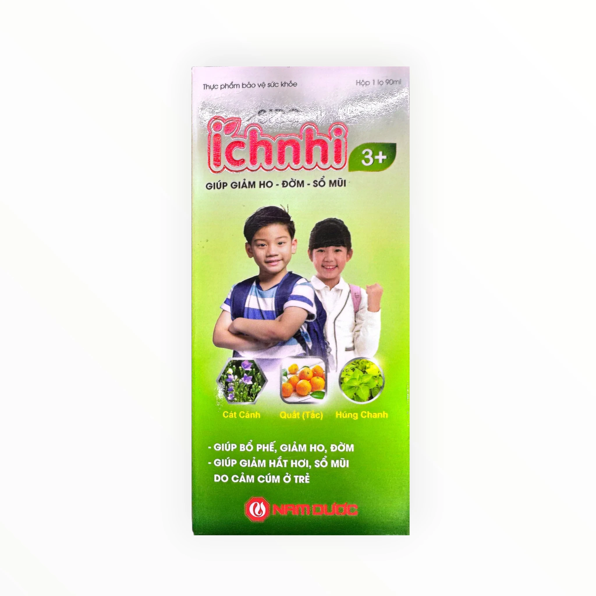 Siro Ích Nhi 3+ Nam Dược hỗ trợ giảm ho, đờm, sổ mũi cho trẻ từ 3-12 tuổi (Hộp 1 lọ 90ml) 1 siro ich nhi 3 plus 1 1