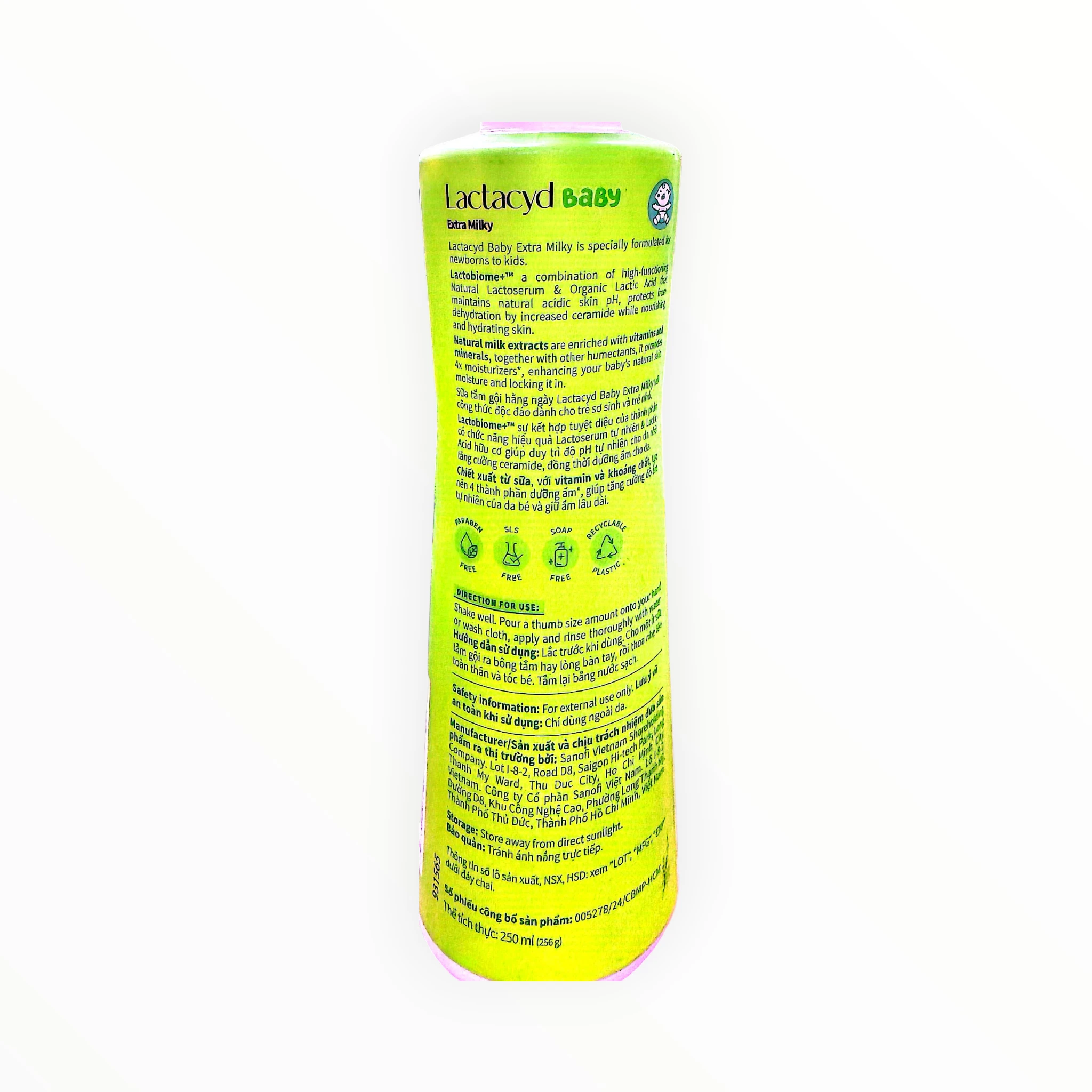 Sữa tắm gội Lactacyd Baby Extra Milky làm sạch dịu nhẹ, dưỡng ẩm cho bé (Chai 250ml) 2 Chai sữa tắm gội Lactacyd Baby Extra Milky 250ml