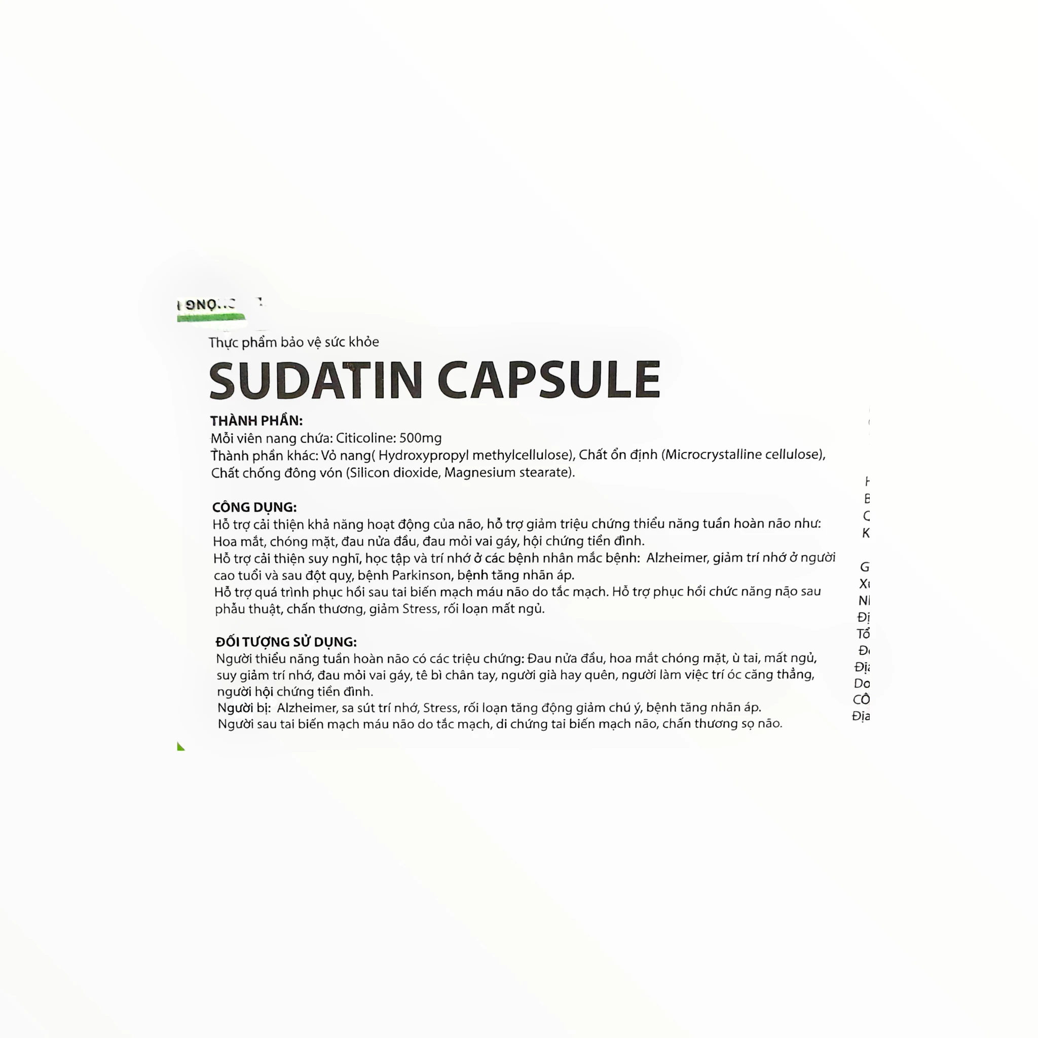 Viên nang cứng Sudatin hỗ trợ tuần hoàn não, giảm hoa mắt, chóng mặt, đau đầu (Hộp 30 viên) 3 Sudatin Capsule - hộp 3
