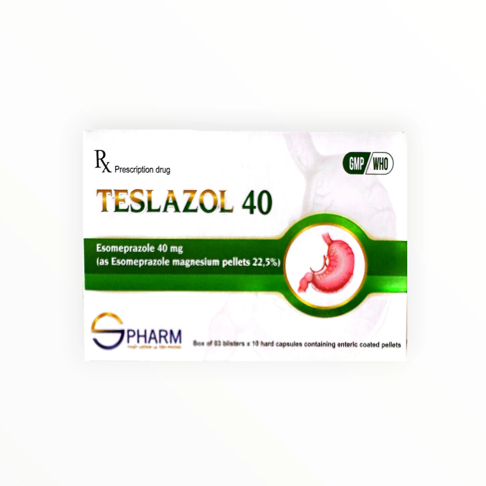 Thuốc Teslazol 40 Esomeprazol điều trị viêm xước thực quản do trào ngược, tiệt trừ H. pylori (Hộp 10 vỉ x 10 viên) 1 Teslazol 40 - hộp 1