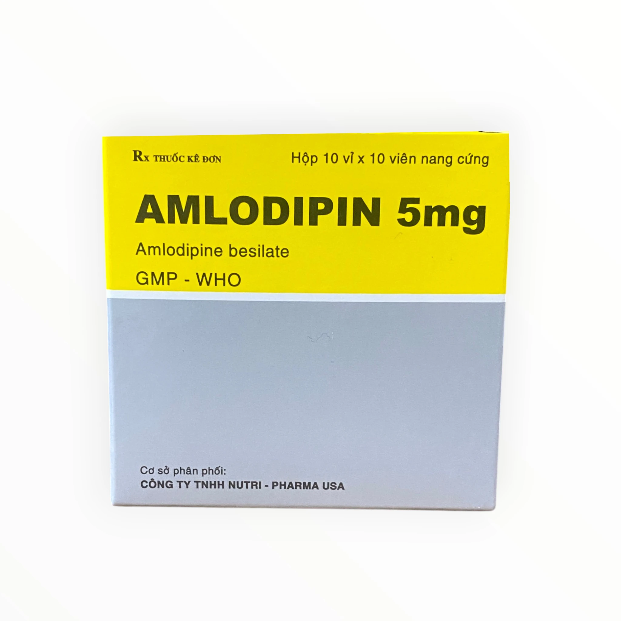 Thuốc Amlodipin 5mg Vidipha điều trị tăng huyết áp, đau thắt ngực (Hộp 10 vỉ x 10 viên) 1 Hộp thuốc Amlodipin 5mg Vidipha