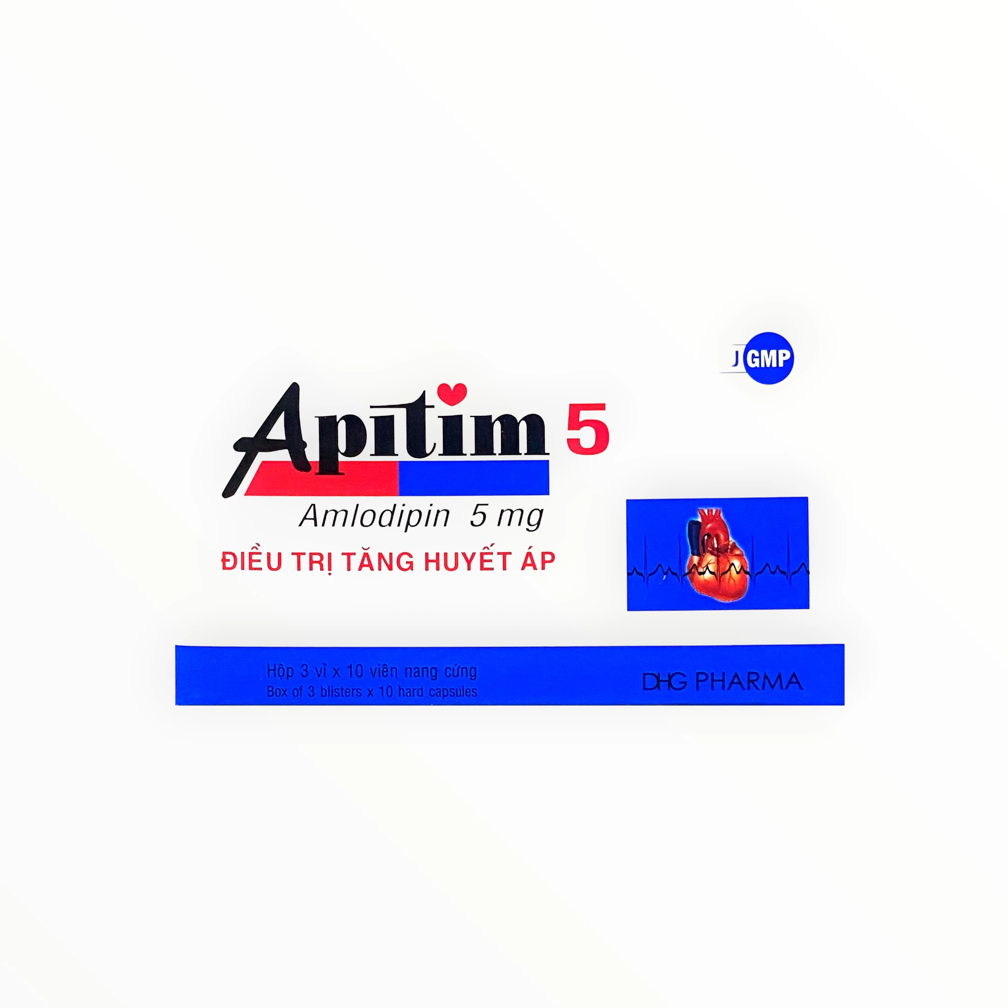 Thuốc Apitim 5 Amlodipin 5mg DHG Pharma điều trị tăng huyết áp (Hộp 3 vỉ x 10 viên) 1 Hộp thuốc Apitim 5 Amlodipin 5mg DHG Pharma