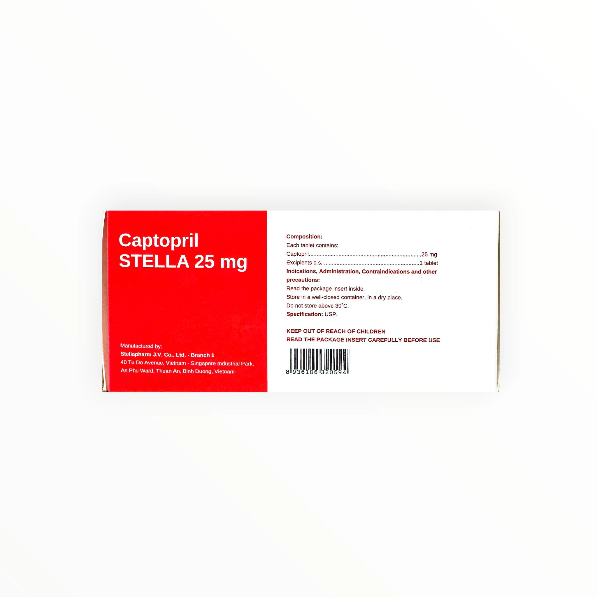 Thuốc Captopril STELLA 25mg điều trị tăng huyết áp, suy tim (Hộp 10 vỉ x 10 viên) 2 Hộp thuốc Captopril STELLA 25mg