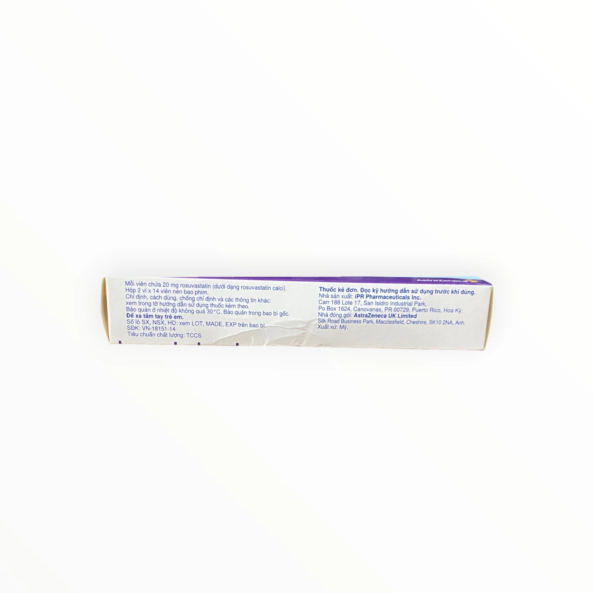 Thuốc Crestor 20mg Rosuvastatin điều trị rối loạn lipid máu (Hộp 2 vỉ x 14 viên) 2 Hộp thuốc Crestor 20mg Rosuvastatin