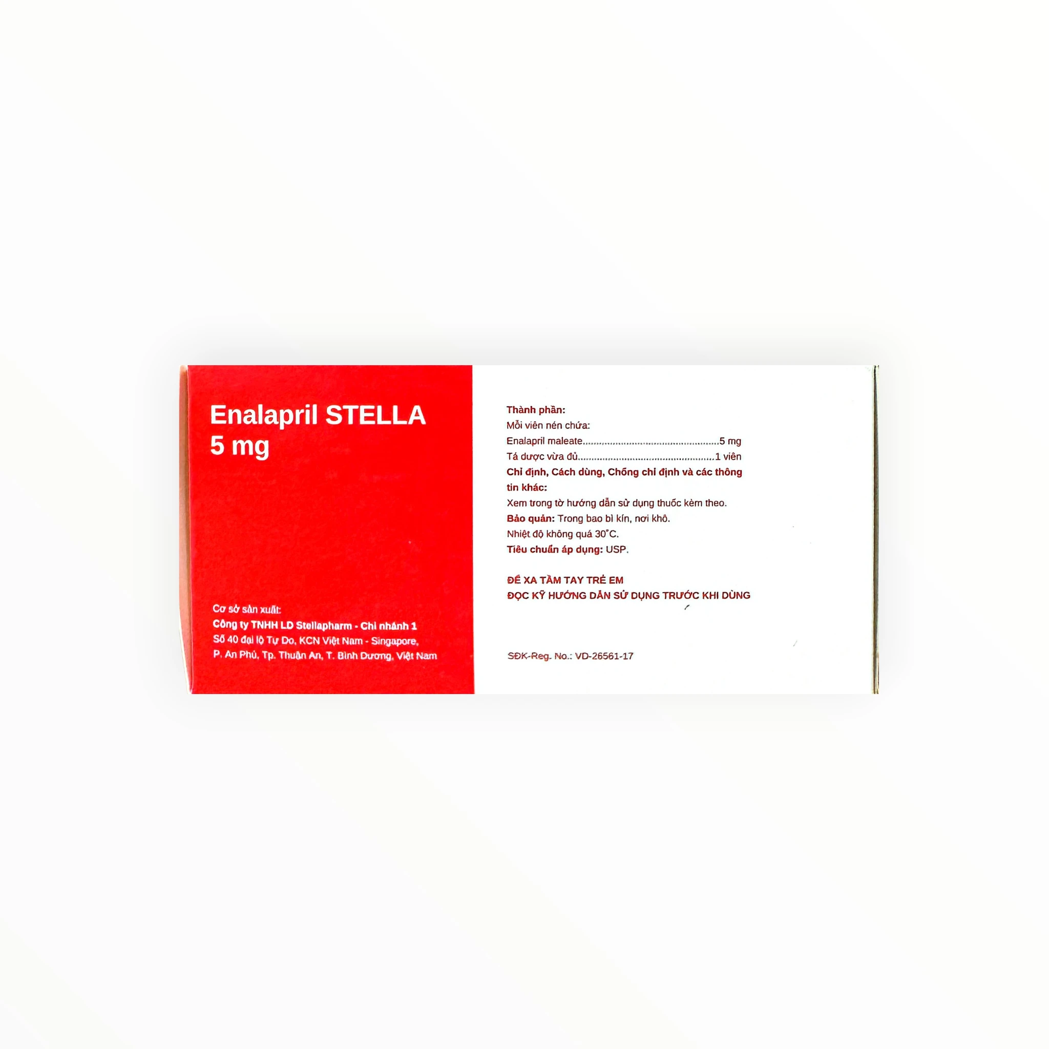 Thuốc Enalapril STELLA 5mg điều trị tăng huyết áp, suy tim (Hộp 3 vỉ x 10 viên) 3 Hộp thuốc Enalapril STELLA 5mg