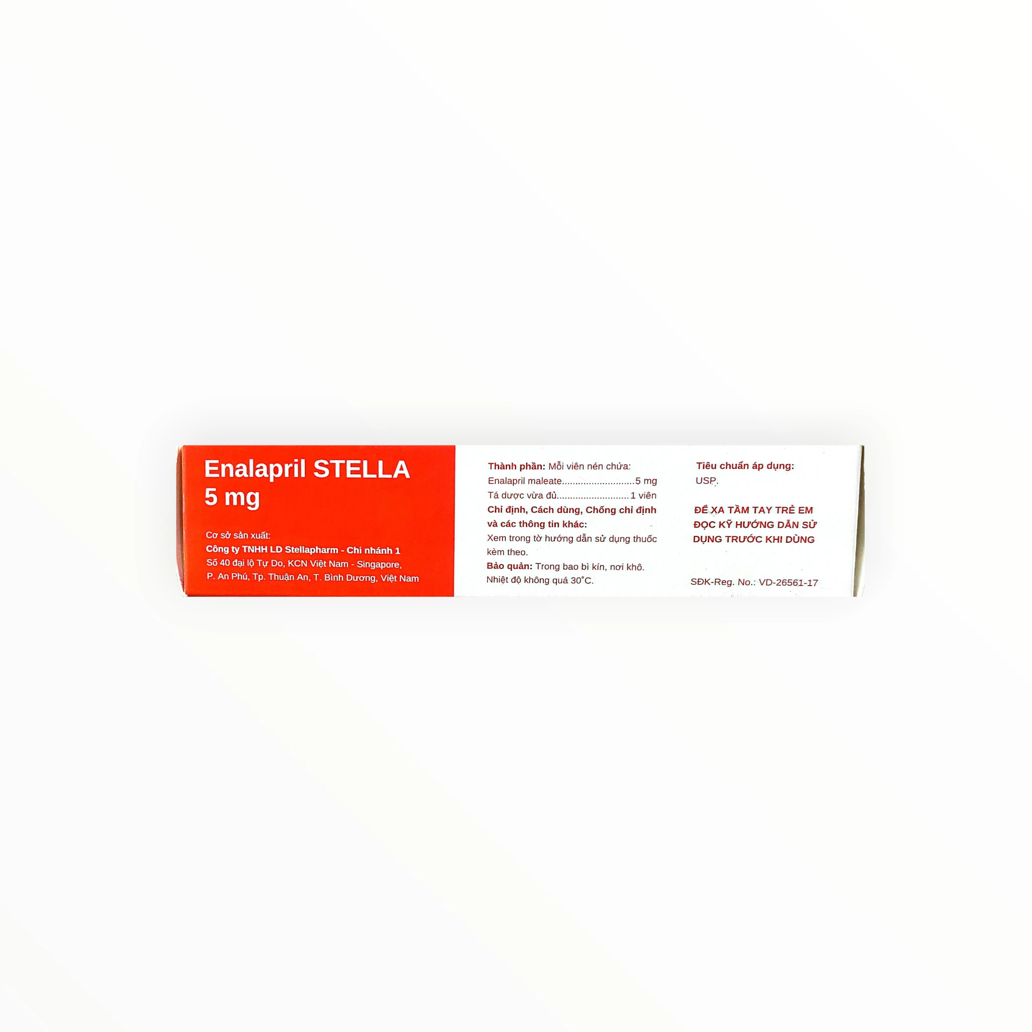 Thuốc Enalapril STELLA 5mg điều trị tăng huyết áp, suy tim (Hộp 3 vỉ x 10 viên) 10 Hộp thuốc Enalapril STELLA 5mg