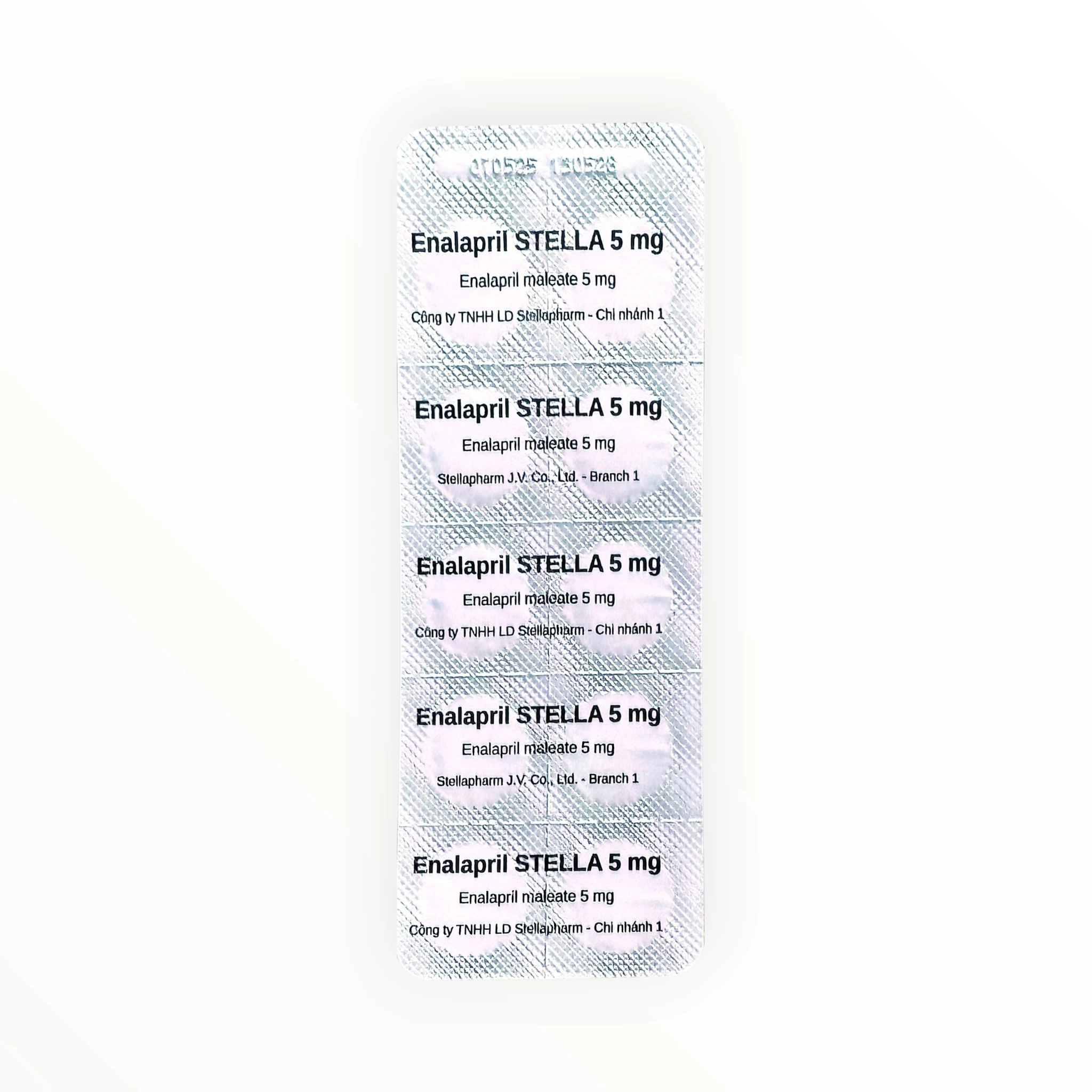 Thuốc Enalapril STELLA 5mg điều trị tăng huyết áp, suy tim (Hộp 3 vỉ x 10 viên) 4 Vỉ thuốc Enalapril STELLA 5mg