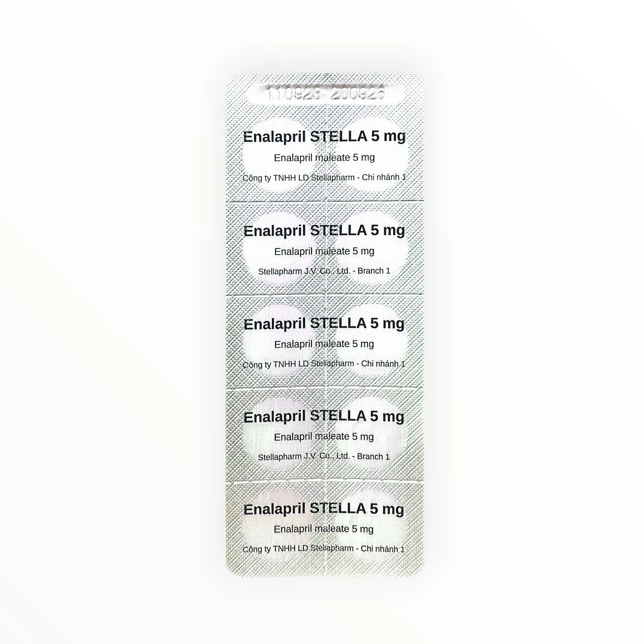 Thuốc Enalapril STELLA 5mg điều trị tăng huyết áp, suy tim (Hộp 3 vỉ x 10 viên) 13 Vỉ thuốc Enalapril STELLA 5mg