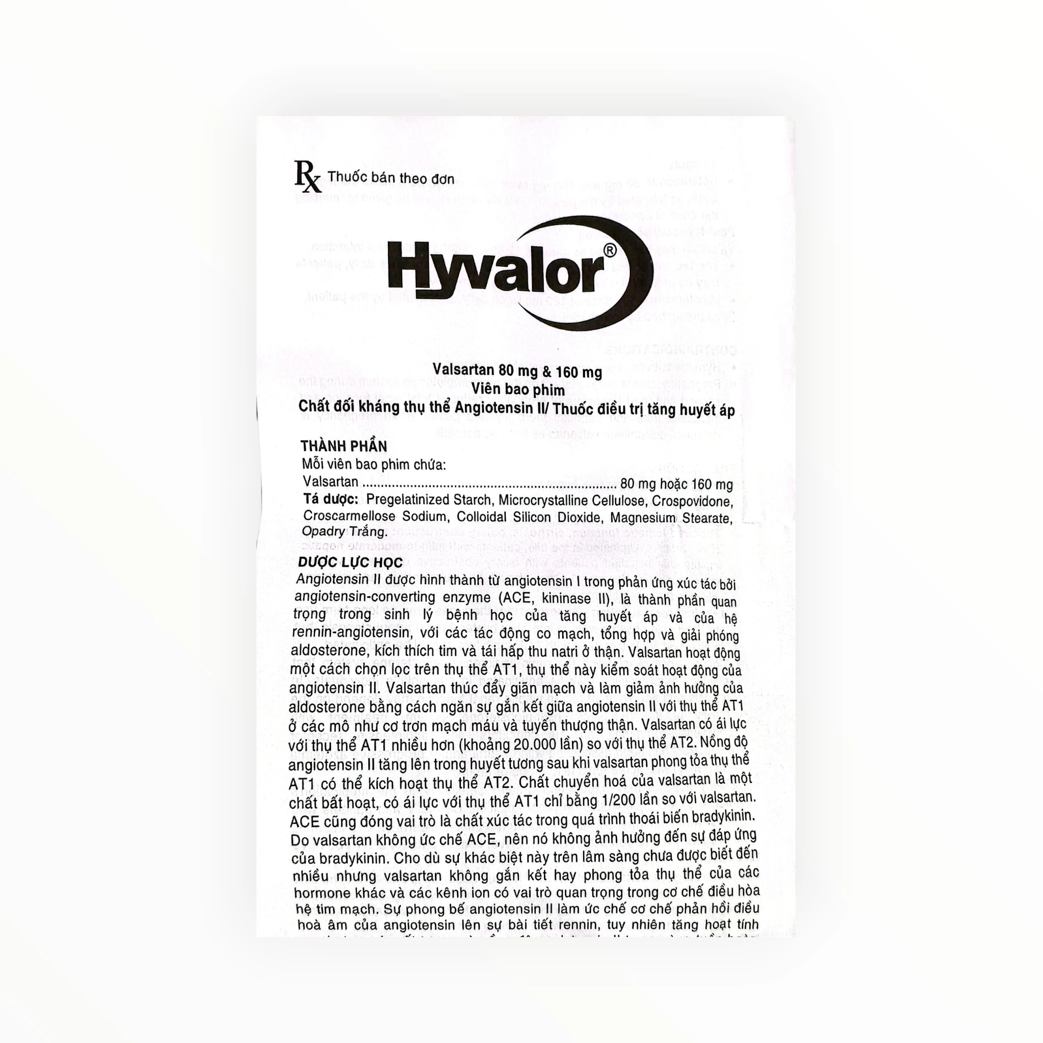 Thuốc Hyvalor 80mg Valsartan điều trị tăng huyết áp, suy tim (Hộp 3 vỉ x 10 viên) 3 Tờ hướng dẫn sử dụng thuốc Hyvalor 80mg Valsartan