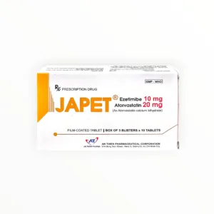Hộp thuốc JAPET Ezetimibe/Atorvastatin 10mg/20mg