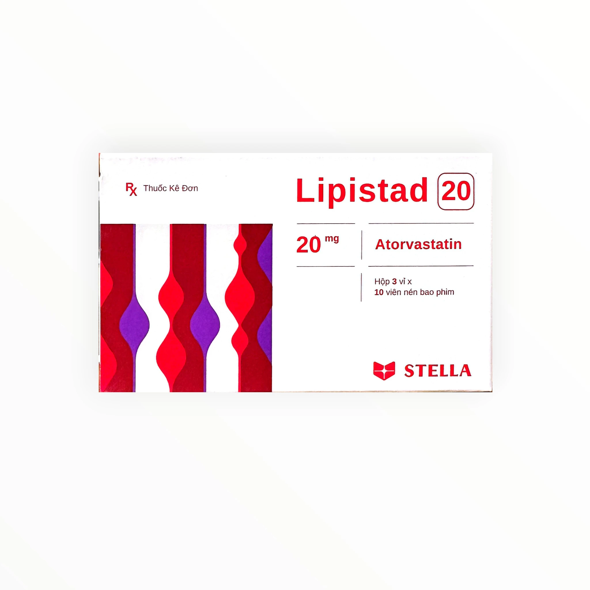 Thuốc Lipistad 20 Atorvastatin 20mg điều trị rối loạn lipid máu (Hộp 3 vỉ x 10 viên) 1 Hộp thuốc Lipistad 20 Atorvastatin 20mg