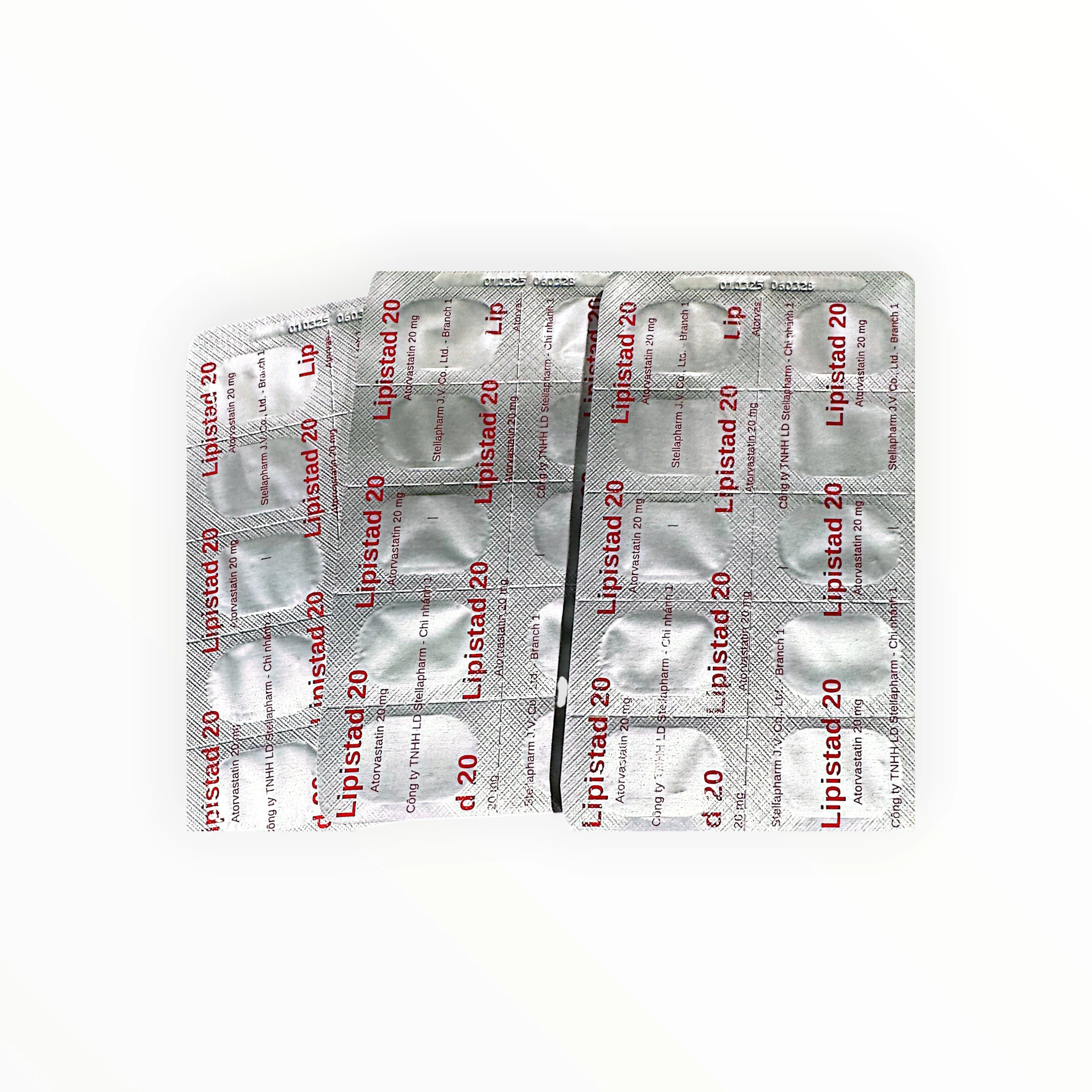 Thuốc Lipistad 20 Atorvastatin 20mg điều trị rối loạn lipid máu (Hộp 3 vỉ x 10 viên) 4 Vỉ thuốc Lipistad 20 Atorvastatin 20mg